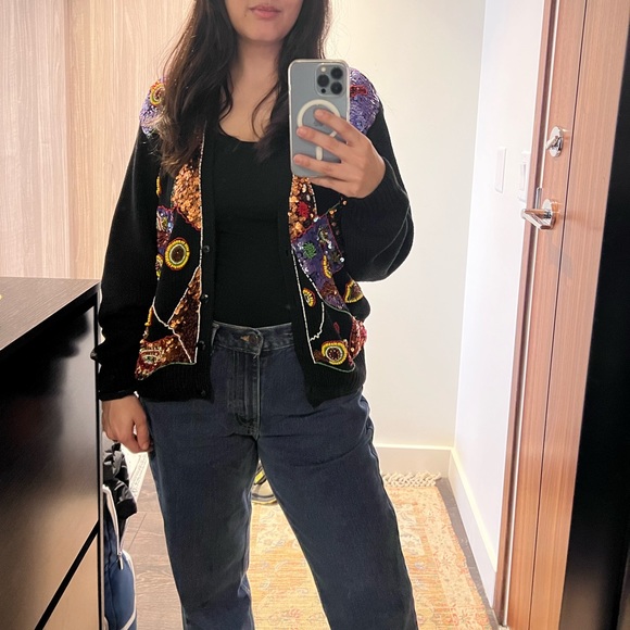 VINTAGE 80’s Multicoloured Beaded  Cardigan Sweater - Picture 12 of 12